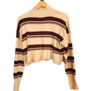 Arizona Turtleneck Striped Maroon Long Sleeve XL Cropped Grunge Sweater ♥️